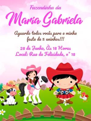 Convite Aniversário Fazendinha Menina para Editar Online