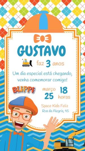 Convite de Aniversário Blippi para Editar Online