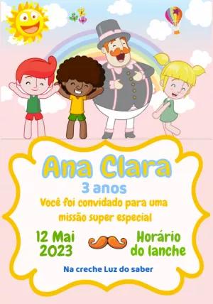 Convite Aniversário Mundo Bita com Personagens para Editar