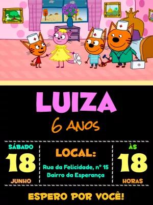 Convite de Aniversário Kid-E-Cats para Editar Online