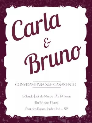 Convite de Casamento Elegante com Borda Decorada para Editar