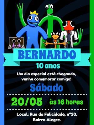 Convite de Aniversário Rainbow Friends para Editar Online