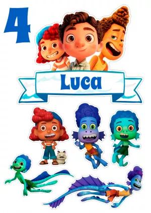 Topo de Bolo Festa Luca com Personagens para Imprimir