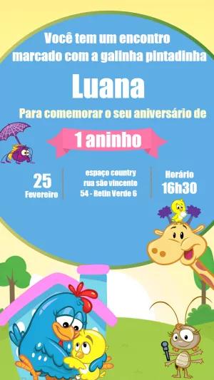 Convite Aniversário Galinha Pintadinha para Editar Online