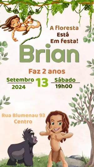 Convite de Aniversário Tarzan para Editar Online