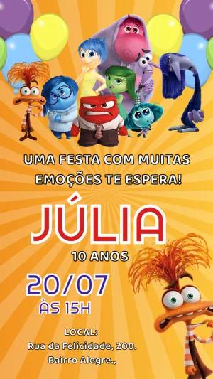 Convite Aniversário Divertida Mente 2 com Ansiedade para Editar