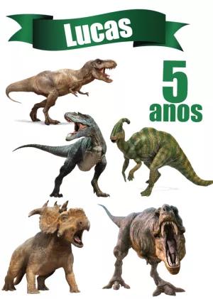 Topo de Bolo Dinossauros Realistas para Editar e Imprimir