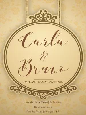 Convite de Casamento Vintage Floral para Editar Online