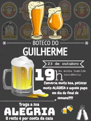 Convite Aniversário Boteco com Cerveja para Editar Online