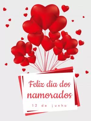 Post Dia dos Namorados com Balões de Coração para Editar Online