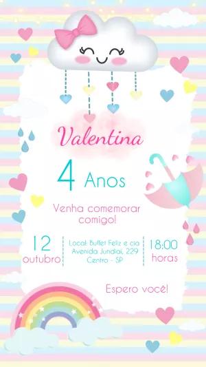 Convite de Aniversário Chuva de Amor para Editar Online