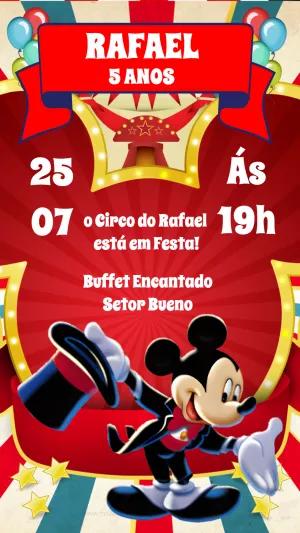 Convite Aniversário Circo do Mickey para Editar Online