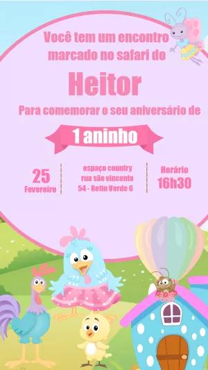 Convite Aniversário Galinha Pintadinha Candy para Editar Online