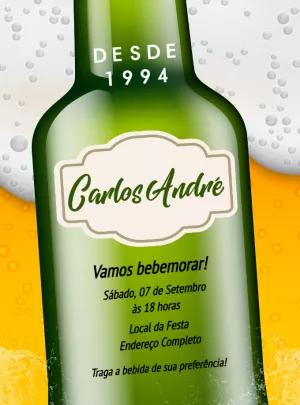 Convite Aniversário Boteco Cerveja para Editar Online