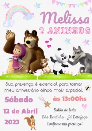 Convite de Aniversário Masha e o Urso para Editar Online