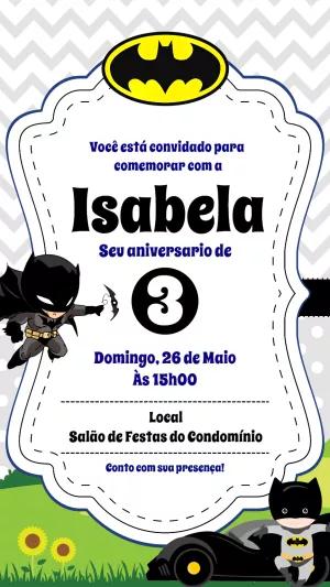 Convite Aniversário Batman Cute para Editar Online