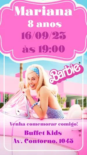 Convite de Aniversário Barbie com Foto para Editar Online