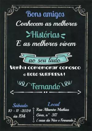 Convite de Aniversário Chalkboard Estilo Giz para Editar Online