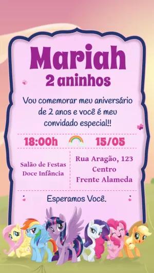 Convite de Aniversário My Little Pony para Editar Online