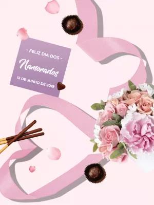 Post Dia dos Namorados com Flores e Chocolate para Editar