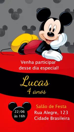 Convite de Aniversário Mickey Mouse para Editar Online