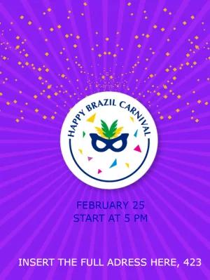 Editable Brazil Carnival Invitation with Mask to Customize