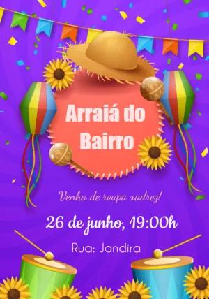 Convite de Festa Junina com elementos típicos para Editar Online