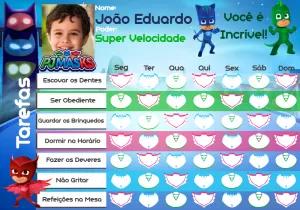 Quadro de Incentivos PJ Masks Editável Online para Crianças