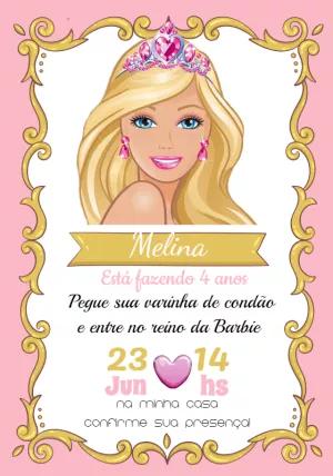 Convite de Aniversário Barbie Princesa para Editar Online