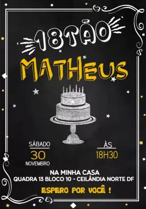 Convite de Aniversário Estilo Lousa para Editar Online