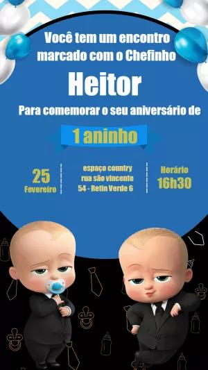 Convite de Aniversário Poderoso Chefinho para Editar Online