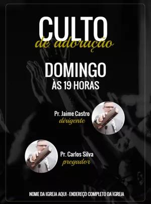 Convite para Culto de Adoração Sóbrio para Editar Online
