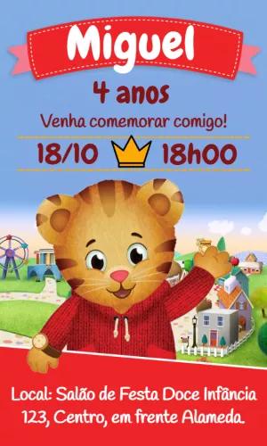 Convite de Aniversário Daniel Tiger para Editar Online
