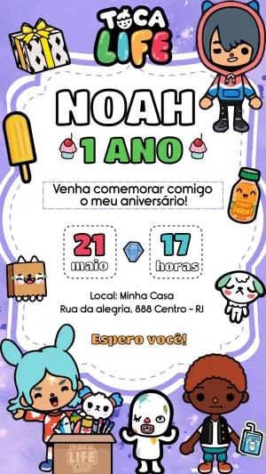 Convite de Aniversário Toca Life World para Editar Online