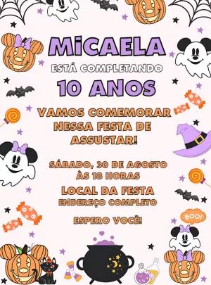 Convite de Aniversário Halloween da Minnie para Editar Online