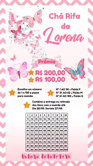 Convite Chá Rifa Borboletas Rosa Editável Online