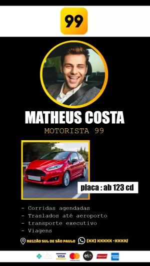 Cartão de Visita Digital Motorista de App com Foto para Editar