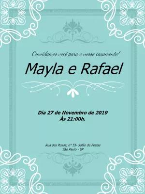 Convite de Casamento Verde Tiffany Clássico para Editar Online