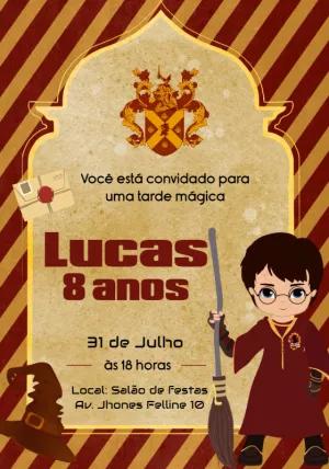 Convite Aniversário Harry Potter com Personagens para Editar