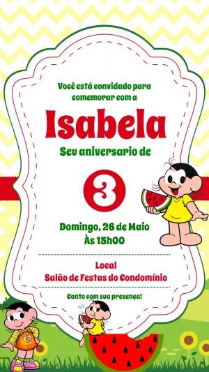 Convite de Aniversário Magali Melancia para Editar Online