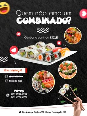 Flyer de Sushi e Combinados para Editar Online
