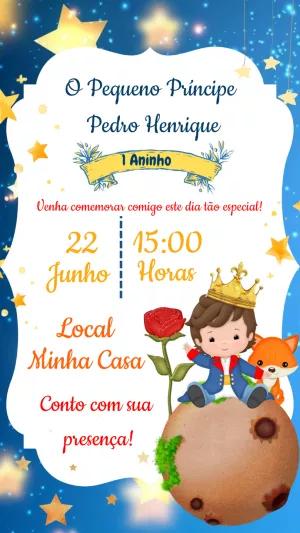 Convite Aniversário Pequeno Príncipe para Editar Online