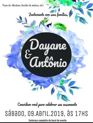 Convite de Casamento Floral Azul Aquarela para Editar Online