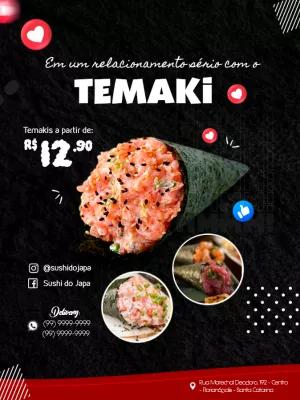 Flyer de Promoção de Sushi e Temaki para Editar Online