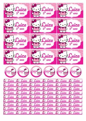 Etiqueta Escolar Hello Kitty Editável para Imprimir