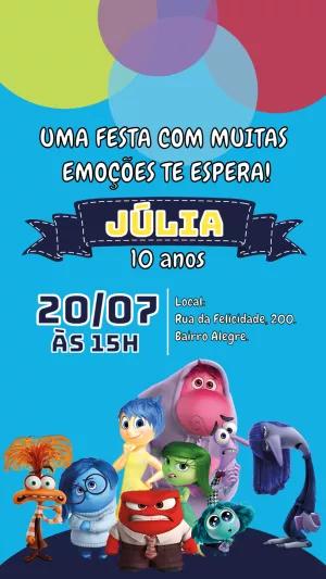 Convite Aniversário Divertida Mente 2 para Editar Online