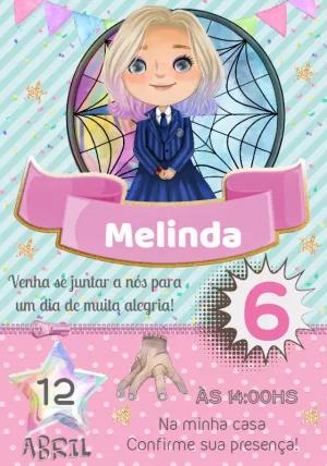 Convite de Aniversário Enid Wandinha para Editar Online