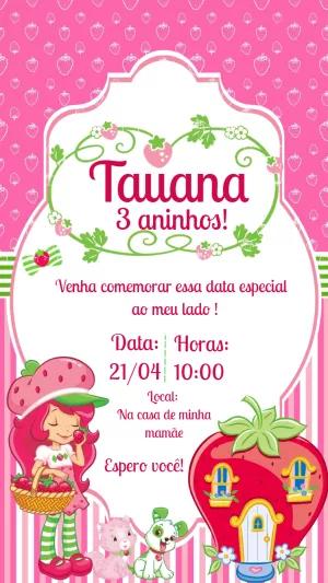 Convite Aniversário Moranguinho Clássico para Editar Online