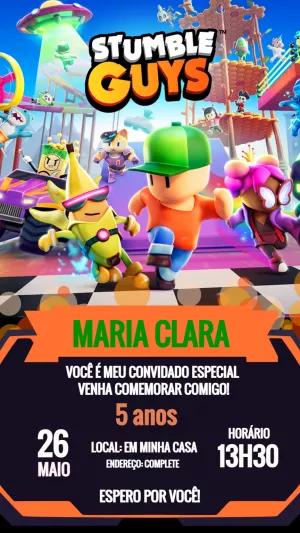 Convite de Aniversário Stumble Guys para Editar e Imprimir