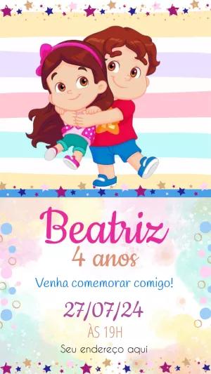 Convite Aniversário Maria Clara e JP para Editar Online